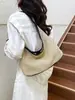 Bolsa de Palha Tecida Estilo Coreano Ins Retrô Bolsa Tote Grande Capacidade Bolsa de Ombro Estilo Férias Bolsa de Praia para Mulheres