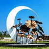 Escultura de Bandeira Vermelha para Paisagismo em Aço Inoxidável Quadrado Grande de Fibra de Vidro Construção de Partido Marcador Cultural Vermelho Ornaments