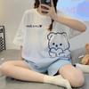 Pijamas de verano para mujer, pantalones cortos finos de manga corta, novedad de 2025, ropa de verano con dibujos animados para el hogar, prendas de vestir exteriores