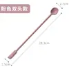 Cuchara Mezcladora de Silicona de Grado Alimenticio Coreana con Mango Largo, Palillo Mezclador para Leche en Polvo y Café, Palillo Mezclador de Leche de Doble Extremo, Raspador, Palillo para Cócteles