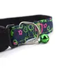 Coleira de webbing estampada para pet com guizo, acessório para gato e cachorro, coleira de pescoço ajustável com fecho de pressão, em estoque