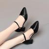 Zapatos de Mamá, Nuevo Estilo Verano 2025, Suela Suave, Sandalias Cómodas de Trabajo para Mujer, Punta Cerrada, Correa Única, Zapatos Huecos Negros de Una Sola Correa