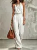 Comercio exterior transfronterizo europeo y americano ropa de mujer verano 2026 sexy sin mangas espalda descubierta ajustado a la cintura cuello halter pantalón de pierna ancha para mujer