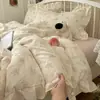 Juego puro de algodón de cuatro piezas con encaje fresco, funda de edredón 100% algodón, juego de ropa de cama para dormitorio para mujeres, juego de tres piezas, disponible al por mayor y dropshipping
