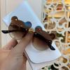 Moda Gafas de Sol para Niños con Adornos de Oso de Dibujos Animados Coloridas Degradadas Ojo de Gato Copia Lindo Gafas de Sol sin Montura