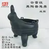 Cuenco de Cerámica Negra con Patrón de Cerdo, Recipiente con Forma de Cuerno de Buey, Recipiente para Vino de Cerámica de Cáscara de Huevo, Taza Pequeña de Pie Alto, Trípode de Cerámica, Cerámica Decorativa, Artículos de Cerámica Antigua, Cerámica de Colores, Cerámica Antigua