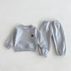 Traje grueso con forro polar de otoño e invierno coreano para bebé niño y niña, sudadera cálida de manga larga bordada, pantalones de sudadera estilo occidental, conjunto de dos piezas