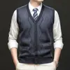 Nuevo Chaleco de Punto de Lana para Hombre Otoño/Invierno 2026 Cuello en V Sin Mangas Chaleco Jersey Chaleco de Lana Engrosado