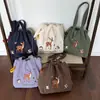 Bolso de Hombro Estilo Japonés Ins de Gran Capacidad para Mujer Bolso Tote Bordado de Dibujos Animados Bolsa de Lona para Viajes Ropa Casual de Trabajo Estudiante