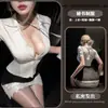 Lencería Sexy Gato Nocturno, Uniforme Sexy de Secretaria con Encaje y Escote Profundo, Falda Bodycon OL, Conjunto qqny para Cita Pura
