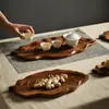 Bandeja de Madera de Acacia Marina Lichi para Uso Doméstico, Bandeja de Té de Madera Estilo Chino, Bandeja para Frutas y Pasteles de Restaurante, Bandeja de Hoja de Madera Maciza