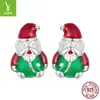 Pendientes Originales de Copo de Nieve y Campana Navideña Yinziyun Plata de Ley S925 Pendientes de Árbol de Navidad Europeos y Americanos Pendientes de Manzana Pendientes