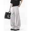 Pantalones casuales de peso pesado para hombre, estilo otoño high-street, pierna ancha, corte holgado, pantalones largos rectos modernos, versátiles para cualquier atuendo
