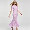 Suministro transfronterizo: Vestido de verano de encaje suave estilo sirena con cuello redondo de cuentas, vestido de noche ligero para mujer, comercio electrónico internacional