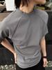 Camiseta de Manga Corta con Cuello Pequeño y Sensación de Textura para Hombre, Verano, Fitness, Deportes, Corte Ajustado, Moda de Marca, Adelgazante y Atractivo, Manga Media