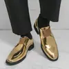 Zapatos monk de cuero para hombre, talla grande, dorados brillantes, para comercio electrónico transfronterizo, modelo nuevo para primavera y otoño de 2026, adecuados para actuaciones en escenario