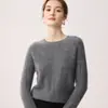 Suéter de cachemira 100% pura, grosor, estilo francés relajado, para mujer, tejido de ochos, cuello redondo, manga larga, jersey, capa base de punto