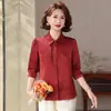 Ropa de Verano para Madres de Mediana Edad y Mayores, Tops de Manga Tres Cuartos, Camisas Sueltas de Color Sólido, Casual y Versátil, Tallas Grandes, Cardigans Elegantes para Mujer