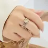 Moda Nuevo Favorito Gama Alta Anillo Abierto Corte Flor de Hielo Nicho Único Montura de Garras Anillo Brillante Llamativo Anillo para Dedo Índice de Mujer