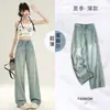 Jeans Denim Tencel Retrô Nostálgico 2026 para Mulheres, Calças de Seda Gelada Finas de Verão, Cintura Alta, Caimento Solto, Perna Larga, Dropshipping
