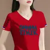 E-commerce Transfronteiriço Estoque de Liquidação Camiseta de Manga Curta da Mamãe Feminina Solta Tamanho Grande Roupas Femininas Camiseta de Meia Manga Top Gola V Camisa de Base