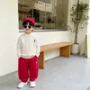 Suéter de Punto de Manga Larga Cálido Bordado Estilo Coreano Otoño e Invierno Color Sólido para Niños y Niñas