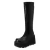 Botas Altas de Suela Gruesa Blancas Chuyuji para Mujer 2026 Nuevo Modelo Tacón de Cuña que Aumenta la Altura Botas Largas Hasta la Rodilla Versátiles Botas de Montar de Tacón Alto