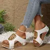 Sandalias de Chancla Abiertas de Talla Grande para Mujer, Sandalias de Cuña Versátiles para Exteriores, Casuales, con Hebilla Metálica para Mujer, En Stock, Venta al por Mayor