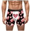 2025 Amazon Dia dos Namorados Europeu e Americano Roupa Íntima Masculina Estampa de Lábios Grandes Coração Personalizado Zombaria Shorts Adulto
