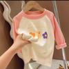 Nova camisa infantil de manga longa, quente, pequena e média, meninos e meninas, blusa única, primavera e outono, inverno, pulôver, roupas de outono, roupas infantis