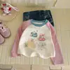 Camiseta Básica de Algodón para Niñas de Junio con Mangas Ranglán, Estilo Pulóver para Primavera y Otoño, Top para Bebé con Cuello Redondo y Mangas Largas con Bloques de Color