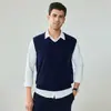Suéter 100% Caxemira para Homens, Colete Tricotado Gola V, Peça Versátil Business Casual, Novo Suéter de Caxemira