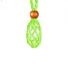 Collar Tejido con Colgante de Malla de Piedra Temu Transfronterizo Bolsillo de Malla Telescópico Ajustable Colgante de Malla Tejido a Mano con Cuentas de Madera
