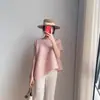Blusa Pregueada Miyake para Mulheres~~Pregueado Irregular Manga Curta Gola Redonda Solta Efeito Emagrecedor Comprimento Médio Camiseta de Nicho Fina Verão