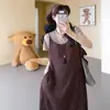 2026 Nuevo Estilo de Verano Vestido de Tirantes Floral para Maternidad + Top Camiseta Vestido de Dos Piezas para Maternidad