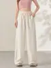 Calça Casual de Verão Lu Estilo Similar com Cintura Floral Caimento Solto Perna Reta Versátil Perna Larga Fina Respirável Emagrecedor Calça Longa