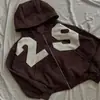 Cárdigan con cremallera estilo callejero de campus europeo y americano, moda con patrón de letras, otoño e invierno, cómodo, casual, sudadera con capucha de manga larga