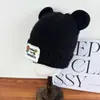Gorro de Lana Tejido con Orejas de Oso Lindo para Otoño e Invierno para Hombres y Mujeres, Cabeza Grande, Cara Pequeña, Versátil, Engrosado, Cálido, Gorro Protector de Orejas