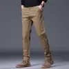 Comercio Exterior Transfronterizo Estilo Coreano Pantalones Casuales de Algodón Puro con Forro de Felpa Pantalones de Moda de Pierna Recta para Hombre Pantalones Gruesos de Negocios Ajustados Otoño e Invierno