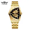 T-Winner/Victor 8243 Reloj Mecánico Casual de Moda con Esfera Calada Triangular Automático de Acero Inoxidable para Hombre