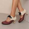 Zapatos de Cordones de Color Vintage para Mujer, Zapatos Nuevos de Tacón Alto, Zapatos para Mujer de Comercio Exterior Transfronterizo para X24100004