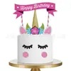 Borde de Unicornio Bandera de Unicornio Tarjeta Inserto para Pastel de Cumpleaños Muestra para Fiesta de Cumpleaños Stock Disponible