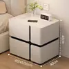 Mesita de noche inteligente, simple y moderna, multifuncional con carga inalámbrica y altavoz, gabinete de mesita de noche de madera maciza de lujo ligero para uso en el hogar del dormitorio