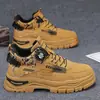 Zapatos de Hombre de Caña Alta para Primavera, Deportivos Juveniles Impermeables Resistentes al Desgaste Antideslizantes de Suela Gruesa Botas Casuales de Trabajo con Hebilla Giratoria