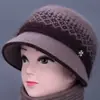 Sombrero de Felpa Forrado para Madres Mayores, Mujeres de Mediana Edad y Mayores, Cálido Sombrero de Lana de Abuela, Gorro Tejido con Protección para Orejas y Frío para Señoras Mayores