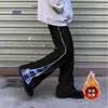 Calças largas plus size, com design de padrão xadrez patchwork estiloso, adequadas para homens e mulheres, e perfeitas para primavera e outono