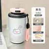 Taza isotérmica de doble boca con estampado de gatito y pez, suave y linda, transfronteriza, con cordón, adecuada para estudiantes, para ir al trabajo y para el coche, portátil y fácil de llevar