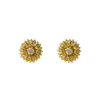Pendientes de Tachuela Pequeña Margarita Estilo Retro Cruzado Circonita Color Oro 18K Acero de Titanio Inalterable Pendiente Venta al por Mayor
