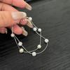 Pulseira de Pérolas de Camada Dupla Gipsofila para Meninas Pulseira de Design de Nicho de Luxo Leve Pulseira de Temperamento de Celebridade da Internet Outono e Inverno