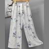 Pantalones de Pijama de Algodón Finos de Verano para Mujer con Estampado de Dibujos Animados, Pantalones de Pierna Ancha para Mujeres Embarazadas, Tallas Grandes, Adecuados para Usar Afuera, Pantalones Largos de Algodón, Exportación